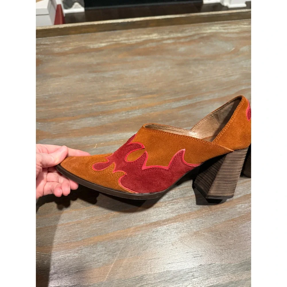 Free People Alamo Western Ankle Boots Flame Embroidery‎ Suede EU 41 US 10